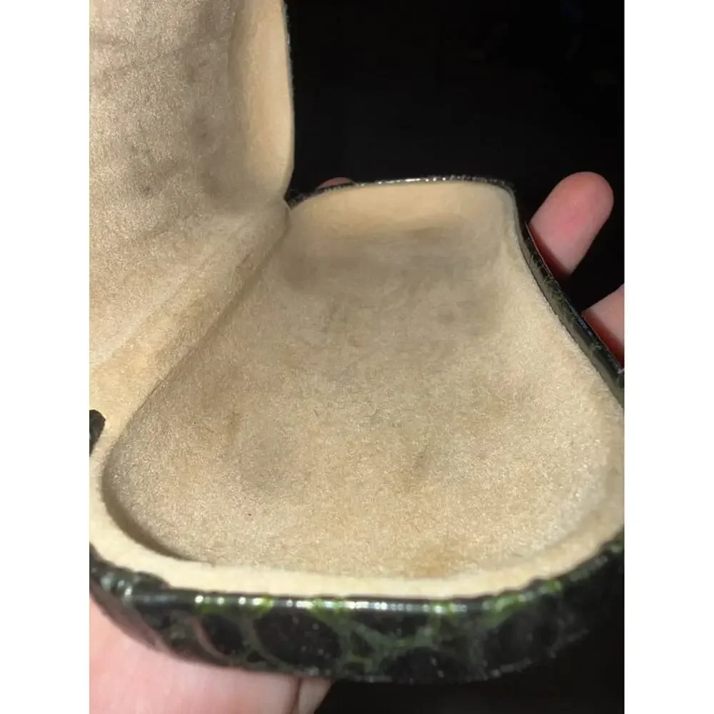 Vintage Reptile Like Skin Green Leather Women Fashion Sunglass Sunglasses Case
